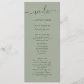 Moderne Script Sage Green We Wedden Programmakaart (Voorkant)
