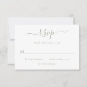 Moderne Script Sage Green Wedding RSVP-kaarten RSVP Kaartje (Voorkant)