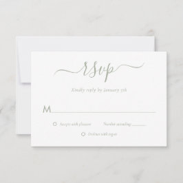 Moderne Script Sage Green Wedding RSVP-kaarten RSVP Kaartje