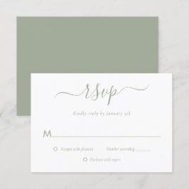 Moderne Script Sage Green Wedding RSVP-kaarten RSVP Kaartje