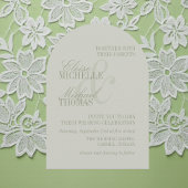 Moderne Script Sage Groene Formele Boog Bruiloft Kaart