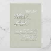 Moderne Script Sage Groene Formele Trouwdag Folie Uitnodiging (Voorkant)