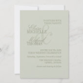 Moderne Script Sage Groene Formele Trouwdag Kaart (Voorkant)