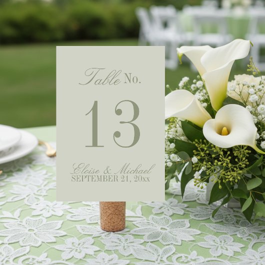 Moderne Script Sage Groene Formele Trouwdag Kaart