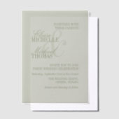 Moderne Script Sage Groene Formele Trouwdag Vellum Uitnodigingen (Offset)
