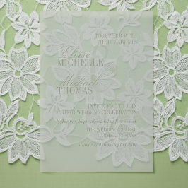 Moderne Script Sage Groene Formele Trouwdag Vellum Uitnodigingen