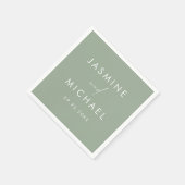 Moderne Script Sage Groene Huwelijk Servet (Hoek)