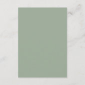 Moderne Script Sage Groene Huwelijksdetails Informatiekaartje (Achterkant)