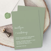 Moderne Script Sage Groene Minimalistische Trouwka Kaart