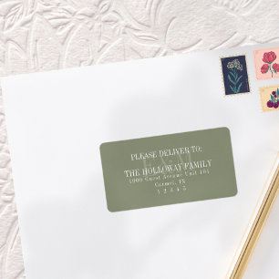 Moderne Script Sage Groene Monogram Huwelijk Etiket