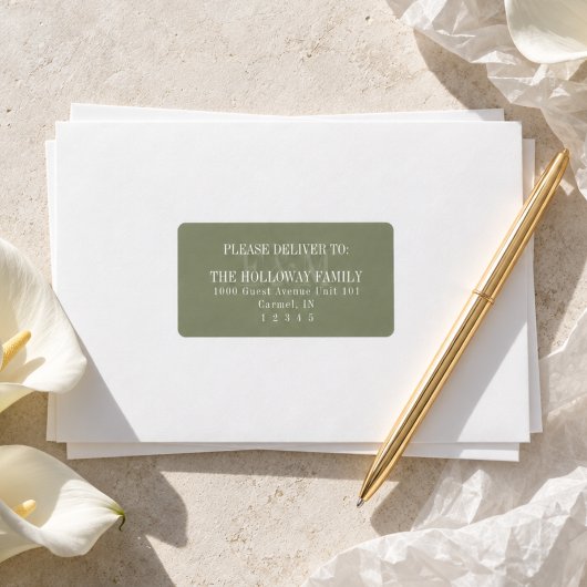 Moderne Script Sage Groene Monogram Huwelijk Etiket