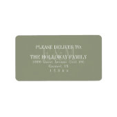 Moderne Script Sage Groene Monogram Huwelijk Etiket (Voorkant)