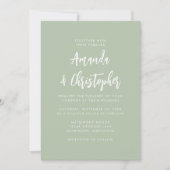 Moderne Script Sage Groene Trouw Kaart (Voorkant)