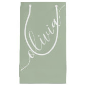 Moderne Script Sagegroen Minimalistisch Elegant Klein Cadeauzakje (Voorkant)