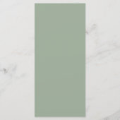 Moderne Script Salie Groene Trouwdag Menu (Achterkant)