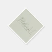 Moderne Script Saliegroen Monogram Huwelijk Servet (Hoek)