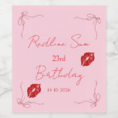 Moderne Script Sassige Roze Strik Verjaardags Welk Wijn Etiket (Enkel label)