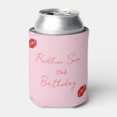 Moderne Script Sassy Roze Strik Verjaardags Welkom Blikjeskoeler (Blikje Voorkant)