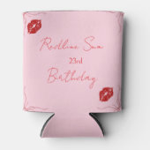 Moderne Script Sassy Roze Strik Verjaardags Welkom Blikjeskoeler (Voorkant)