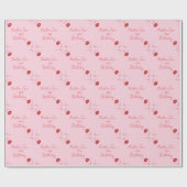 Moderne Script Sassy Roze Strik Verjaardags Welkom Cadeaupapier (Vlak)
