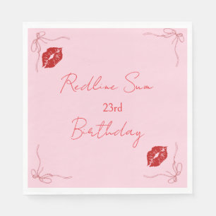 Moderne Script Sassy Roze Strik Verjaardags Welkom Servet