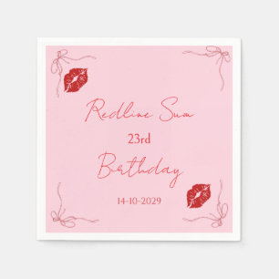 Moderne Script Sassy Roze Strik Verjaardags Welkom Servet