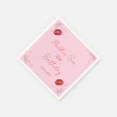 Moderne Script Sassy Roze Strik Verjaardags Welkom Servet (Hoek)
