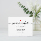 Moderne script Save our Date, Hart The Date (Staand voorkant)