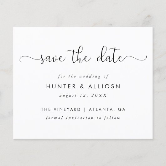 Moderne Script Save The Date | Budget Flyer (Voorkant)