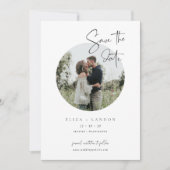 Moderne Script Save The Date Huwelijksfoto Kaart (Voorkant)