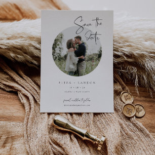 Moderne Script Save The Date Huwelijksfoto Kaart
