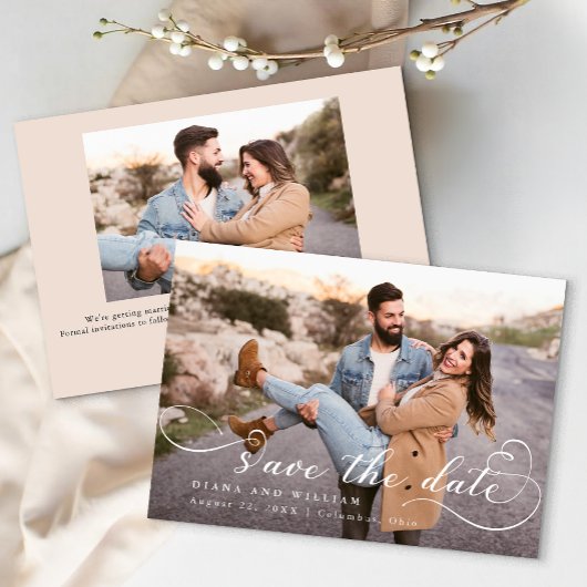 Moderne Script Save the Date Kaart – Aangepaste Fo