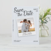 Moderne Script Save the Date Retro Foto Bruiloft (Staand voorkant)