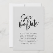 Moderne script save the date trouwkaart (Voorkant)