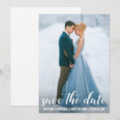 Moderne Script Save The Date-verlovingsfoto WB Kaart (Voorkant / Achterkant)