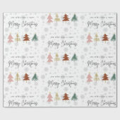 Moderne script, schattige patroonbomen en sneeuwvl cadeaupapier (Vlak)