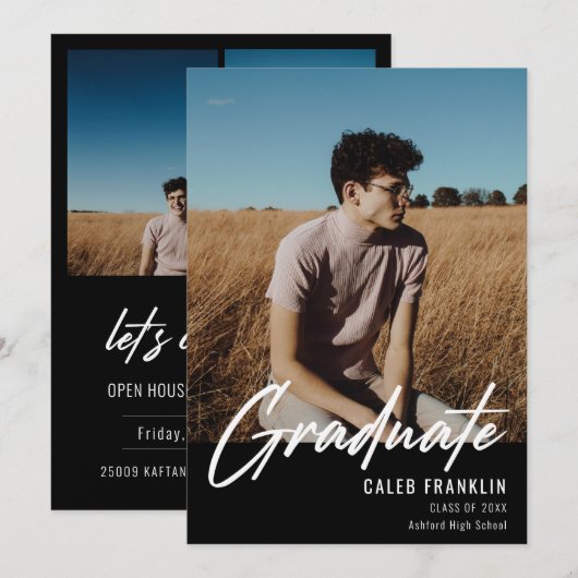 Moderne Script Senior Klasfoto Afstuderen (Voorkant / Achterkant)