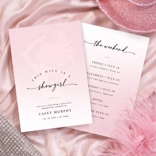 Moderne Script Showgirl Blush Bachelorette Weekend Kaart