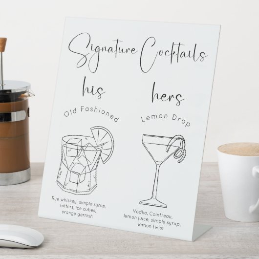 Moderne Script Signature Cocktails Reclamebord Met Voetstuk (Insitu)