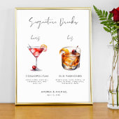 Moderne Script Signature Drinks Bar Huwelijksbord  Poster