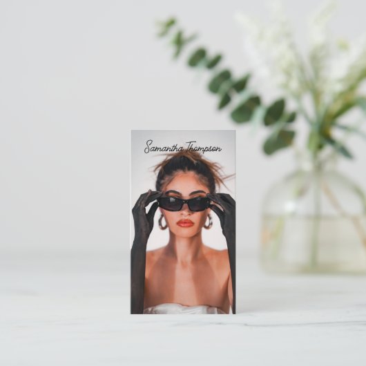 Moderne Script Signature Professionele Fotografie Visitekaartje (Staand voorkant)