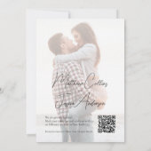 Moderne Script Simpel 2 Foto Huwelijk QR Code Save The Date (Achterkant)