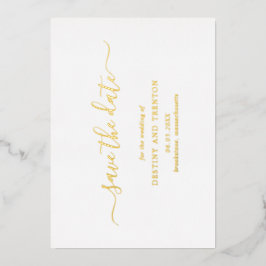 Moderne Script Simpel Elegant Trouwen Bewaar De Da Folie Uitnodiging