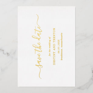 Moderne Script Simpel Elegant Trouwen Bewaar De Da Folie Uitnodiging