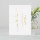 Moderne Script Simpel Elegant Trouwen Bewaar De Da Folie Uitnodiging (Staand Voorkant)