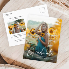 Moderne Script Simpele Foto Afstuderen Uitnodiging Briefkaart