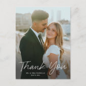 Moderne Script Simpele Foto Bruiloft Bedankt Briefkaart (Voorkant)