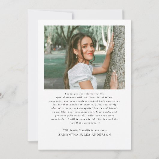 Moderne Script Simpele Foto Eindexamenmiddelbare s Bedankkaart (Achterkant)