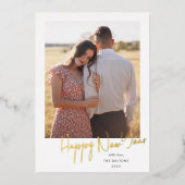 Moderne Script Simpele Foto Folie Kerstkaart Feestdagenkaart (Voorkant)