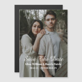 Moderne Script Simpele Foto Save The Date Kaart Magnetische Uitnodiging (Voorkant / Achterkant)